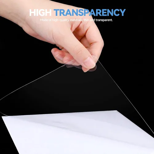 Vista 4 de 36 hojas de láminas laminadas transparentes 8.5x11 pulgadas, hojas de laminación autoadhesivas 100% claras, láminas de vinilo impermeables, película
