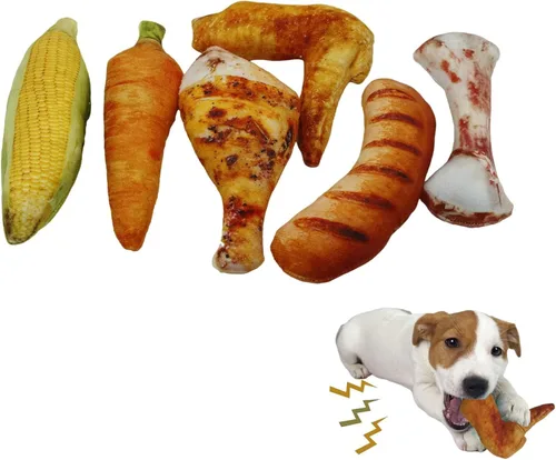 Vista 6 de Lindo juego de juguetes para perros, juguetes de peluche chirriantes para cachorros, lindo juguete masticable de limpieza de dientes