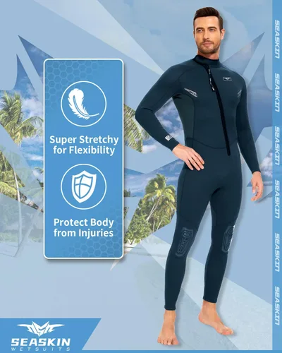 Vista 4 de Seaskin Trajes de neopreno para hombres y mujeres de 2 mm, trajes de buceo de cuerpo completo con cremallera frontal
