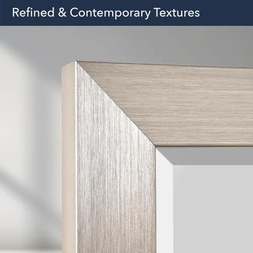 Vista 7 de Head West Brushed Nickel Bathroom Mirror 28"x22" – Bevel Framed Rectangle Bathroom Mirrors for Over Sink, Vanity, Restroom, Bedroom, Living Room