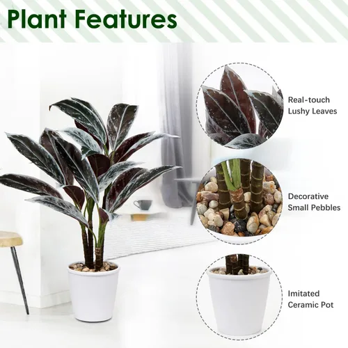 Vista 2 de Briful Planta artificial de Fruticosa de Cordyline de 24.8 pulgadas, plantas artificiales decorativas para interiores tropicales en maceta blanca