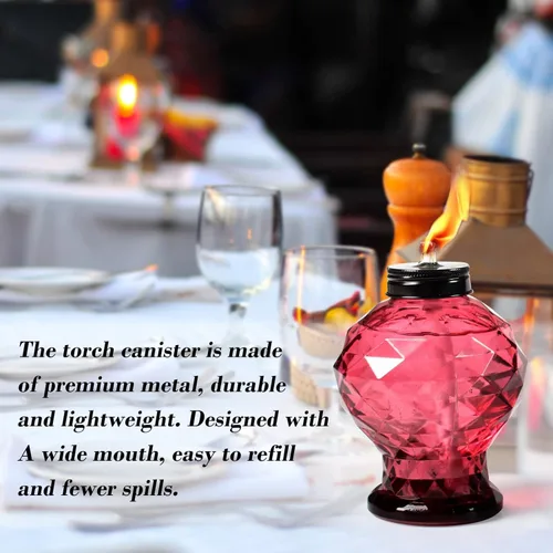 Vista 8 de Tewei Paquete de 4 linternas de cristal para exteriores, linternas de citronela de vidrio fáciles de rellenar, linternas para exteriores, mecha