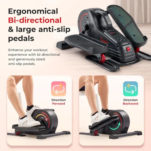 Vista 4 de Sunny Health & Fitness Sitting Under Desk Pedal Exerciser, Portable Training Machine for Senior Exercise, Home Workout Elliptical & Bike