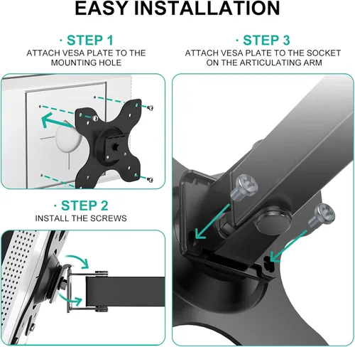 Vista 9 de WALI Soporte para Show 21, Show 15, soporte de montaje en pared ajustable con brazo de extensión resistente de 15 pulgadas, giratorio giratorio