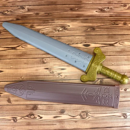 Vista 2 de GIFTEXPRESS - Juego de 2 espadas romanas de plástico de 18.9in con funda para juego de pretendido, disfraz de caballero, accesorio de disfraz