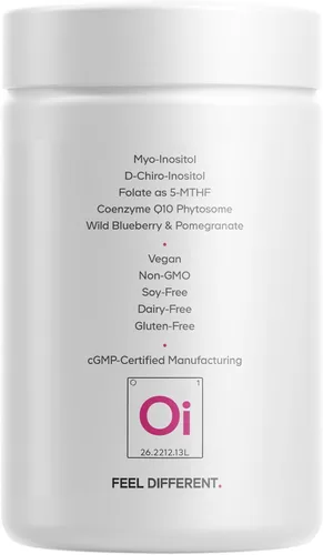 Vista 9 de Codeage Suplemento liposomal de inositol+ ovárico - Mezcla de mio-inositol y D-quiro-inositol 40:1, folato 5-MTHF, CoQ10, granada y arándano