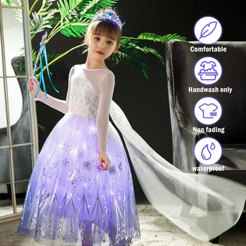 Vista 2 de CIYTI Disfraz de princesa iluminado para niñas, disfraz de fiesta de cumpleaños de Halloween, disfraz de cosplay para niños