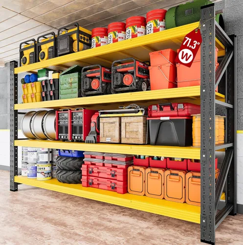 Vista 26 de 48" Wide Heavy Duty Garage Shelving Units,3000LBS Deep Storage Shelves,Orange Metal Garage Shelves,Large Storage Rack,Steel Shelf,Industrial