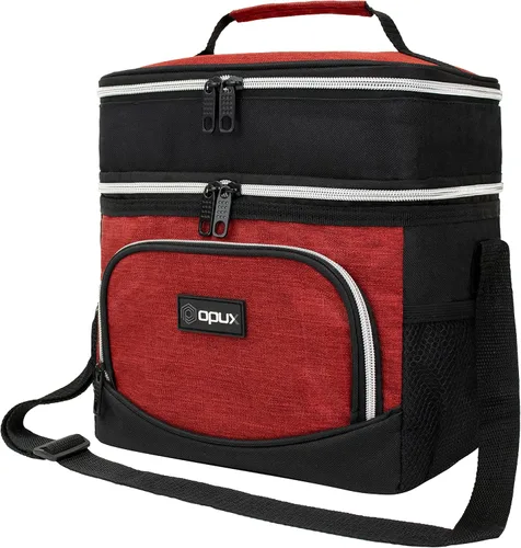 Vista 10 de OPUX Lonchera aislada de doble compartimento para hombres y mujeres, bolsa de almuerzo de doble cubierta a prueba de fugas para el trabajo