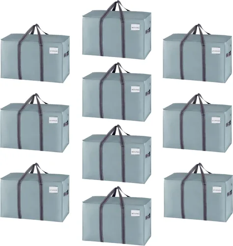 Vista 45 de VENO - Paquete de mudanzas, cajas de almacenamiento para embalaje universitario con tapas alternativas, para dormitorio, extragrande, asas Verde