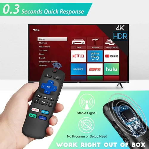 Vista 4 de Repuesto para control remoto Roku TV con funda de silicona, control remoto compatible con TCL/Hisense/Onn/Westinghouse/Insignia/Sharp Roku TV con 4