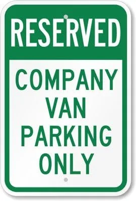 SmartSign Letrero de metal con texto en inglés "Reserved - Company Van Parking Only" de 18 x 12 pulgadas, aluminio laminado a prueba de óxido, verde