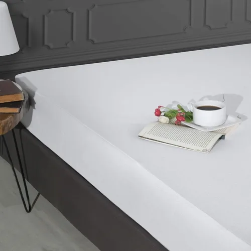 Vista 3 de The Season Essentials Protector de colchón de algodón, impermeable, protector de humedad, color blanco, tamaño individual