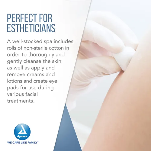 Vista 4 de Dynarex Rollo de algodón, algodón no estéril, suave y absorbente, perfecto para esteticistas y múltiples usos, 12 x 56 pulgadas, blanco, 1 caja