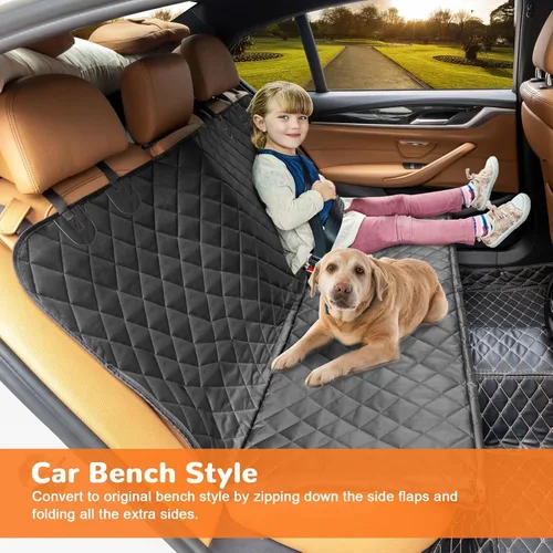 Vista 3 de URPOWER - Funda para asiento de auto para perros, cubierta de asiento para mascotas, hamaca, 100% impermeable, 600D, resistente a los arañazos