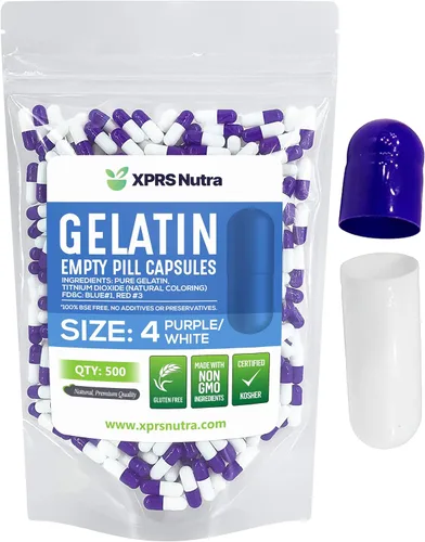 Vista 17 de XPRS Nutra Size 4 Empty Capsules - 100 Count Small Empty Gelatin Capsules - Pills DIY Capsule Filling - Fillable Pure Bovine Pill Gel Caps for Blanco