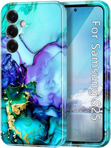 Vista 48 de Btscase para Samsung Galaxy S25, [Probado contra caídas de grado militar] Funda protectora de diseño de patrón de mármol, resistente, delgada