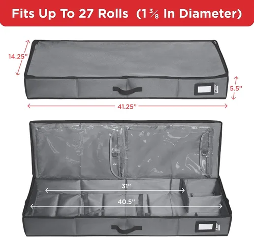 Vista 3 de HOLDN' STORAGE Contenedor de almacenamiento de papel de regalo de alta calidad, duradero 600D a prueba de desgarros, se adapta a 27 rollos de papel