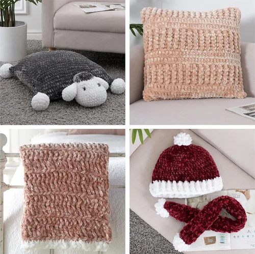 Vista 5 de Crafted By Catherine Luxe Velvet - Ovillo de hilo sólido de terciopelo, paquete de 2 unidades (10.5 onzas, 98 yardas cada madeja), color negro