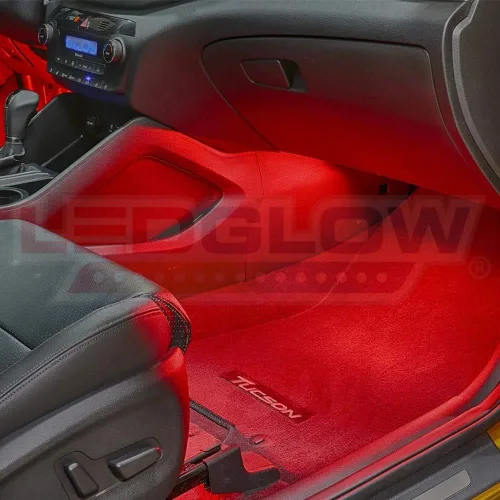 Vista 5 de LEDGlow Kit de iluminación de neón para interiores de 4 piezas LED rojas para autos y camiones, 7 patrones únicos, modo de música, 8 niveles