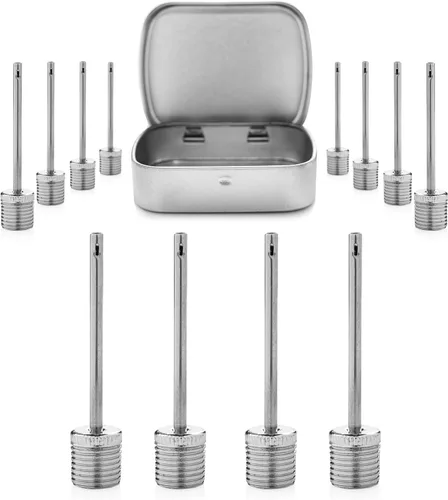 TurnOnSport Aguja de bomba de baloncesto – Paquete de 12 agujas de inflado para pelotas – Aguja de bomba de inflado para pelotas – Adaptador de