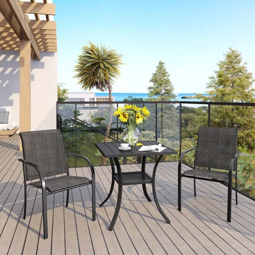 Vista 49 de VICLLAX Juego de comedor de patio de 7 piezas para 6, juego de muebles de exterior incluye mesa rectangular de 59 pulgadas para exteriores y 6