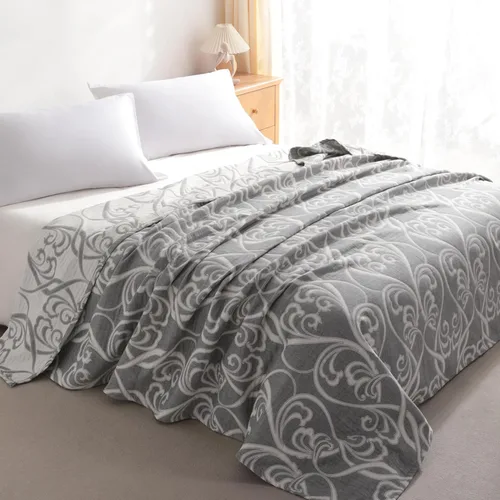 Vista 23 de NTBAY - Cobija de muselina y algodón en 3 capas de 68 x 92 pulgadas, tamaño individual, térmica, súper suave, transpirable, colcha teñida en hilo