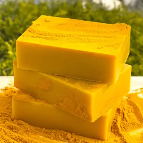 Vista 4 de Jabón kójico de cúrcuma y limón - Jabón de kójico y cúrcuma, Jabón de cúrcuma para las Manchas, barra de jabón de cúrcuma para rostro y cuerpo