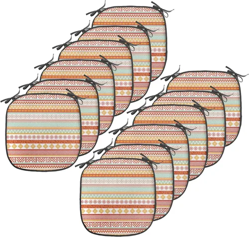 Vista 77 de Ambesonne Grunge Chair Seating Cushion, Retro Striped Background Pineapple Vintage Hippie Graphic, Anti-Slip Seat Padding for Kitchen & Patio