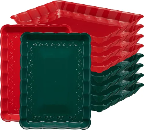 Vista 10 de Plasticpro - Bandejas de plástico para servir, rectangulares, 9 x 13 pulgadas, plato desechable para fiesta, 4 bandejas negras