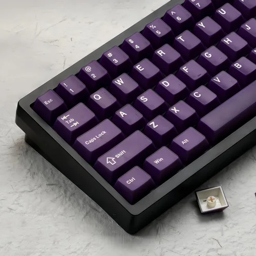 Vista 8 de dagaladoo Teclas de jade blanco PBT, estilo de tapas de teclas de cerámica, teclas de teclado translúcidas lindas, juego de teclas de perfil SA