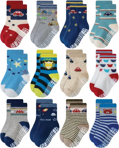 Vista 9 de RATIVE - Calcetines antideslizantes con agarres para bebé, bebés, niños pequeños, niños y niños