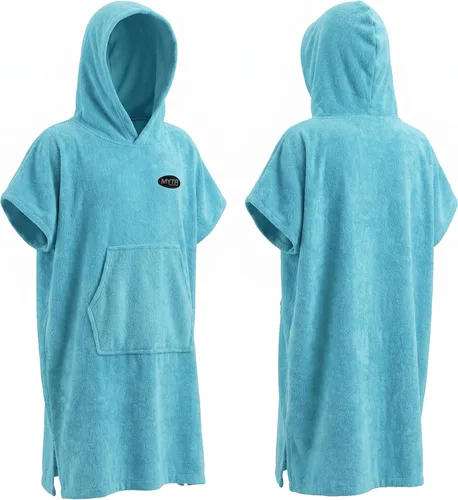MWTA Kids Drift - Poncho de surf con capucha para niños, bata cambiadora, color azul ángel laguna
