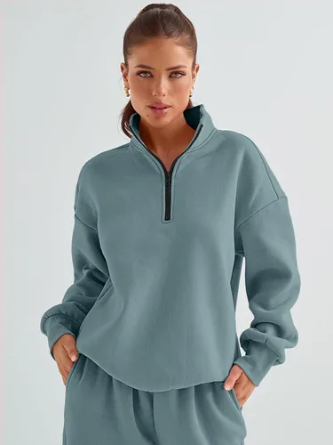 Vista 2 de AUTOMET Womens 2 Piece Outfits Long Sleeve Sweatsuits Sets Half Zip Sweatshirts with Joggers Sweatpants