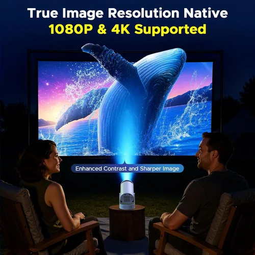 Vista 5 de Mini proyector con WiFi y Bluetooth, compatible con proyector de película portátil 1080P 4K batería recargable incorporada, Keystone automático