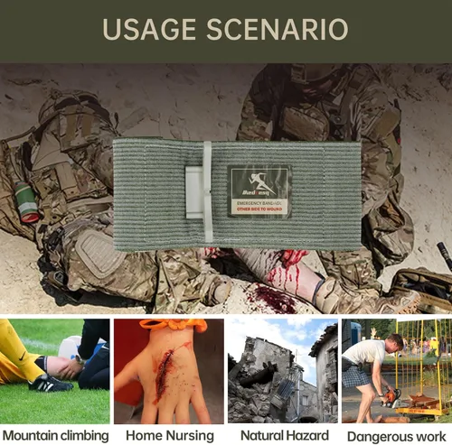 Vista 5 de Vendaje de emergencia de estilo israelí, dispositivo multifuncional de primeros auxilios de compresión para heridas de trauma, para disparos
