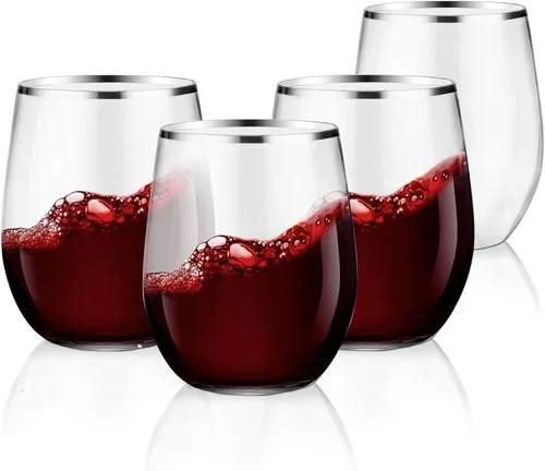 Vista 8 de SUT Copas de vino desechables sin tallo, copas de vino irrompibles de 12 onzas, inastillables, reciclables, copas de vino de plástico resistentes