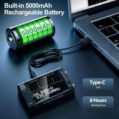 Vista 8 de AURSINC TinySA Ultra+ ZS406 - Analizador de espectro con atenuador RF tipo N de 50 W