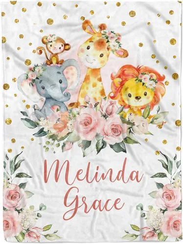 Vista 7 de MDPrints - Mantas de bebé personalizadas de princesa para niñas, mantas de bebé personalizadas con nombre, forro polar de felpa Minky (princesa rosa)