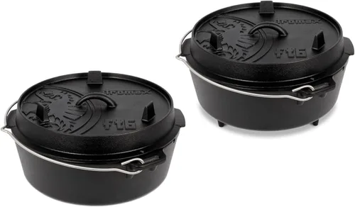 Petromax Horno holandés de hierro fundido para cocinar u hornear al aire libre sobre una fogata o en la cocina del hogar, los utensilios de cocina