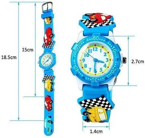 Vista 3 de Reloj para niños y niñas, reloj digital analógico de muñeca impermeable con correa de silicona de dibujos animados 3D, para niños de 3 a 10 años