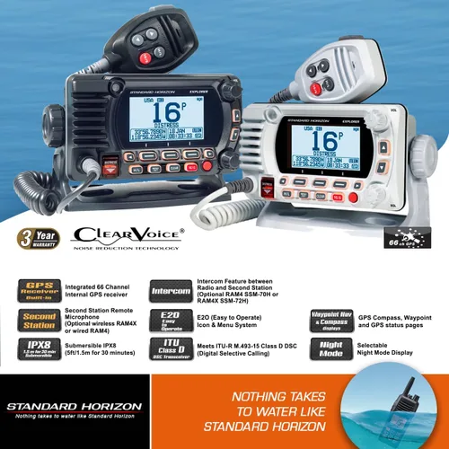 Vista 4 de STANDARD Horizon GX1800GW Blanco 25W VHF/GPS/Second Station Explorer Series