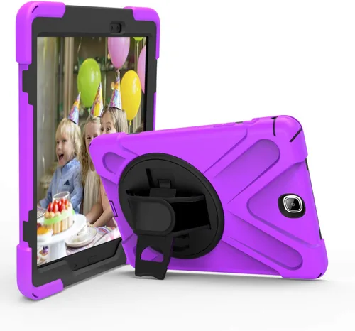Vista 12 de IVY Funda con función atril de 360 grados compatible con Samsung Galaxy Tab A 9.7 2015 (SM-T550) con correa para la muñeca y correa para el hombro