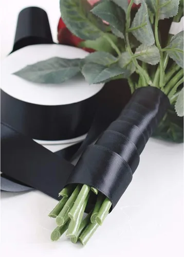 Vista 9 de VATIN Cinta de satén negro de doble cara de color sólido de 1-1/2 pulgadas de ancho, 50 yardas de largo, perfecta para decoración de bodas