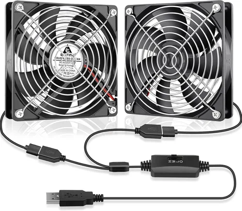 Vista 8 de GDSTIME Paquete de 2 ventiladores USB silenciosos de 1.575 pulgadas con 3 controles de velocidad, mini ventilador de carcasa de computadora sin
