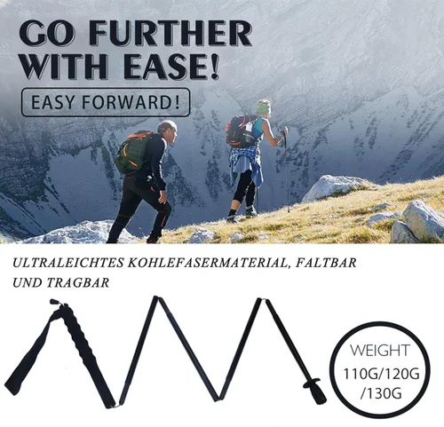 Vista 6 de 5-Section Carbon Fiber Trekking Poles, Lightweight and Durable 2-Pack, Foldable, Straight Grip, Suitable for Hiking, Trekking and Mountaineering