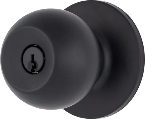 BRINKS Pomo de Puerta de Entrada con Llave Transicional - Juego de Cerradura de Puerta Exterior Negro Mate, se Combina Perfectamente con la