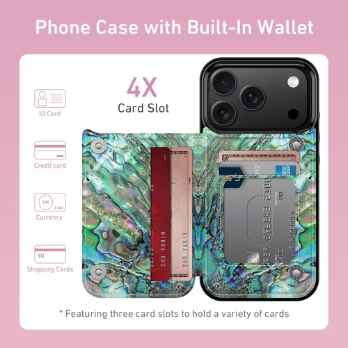 Vista 1094 de LETO para iPhone 15 Pro Funda tipo cartera - Tapa tipo folio con patada - Diseños de moda - Tarjetero - Funda protectora para mujeres y niñas - 6.1