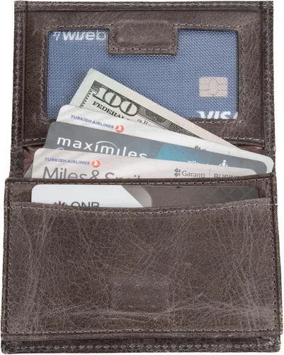 Vista 4 de Grande -3601 Cartera unisex, Gris (rustic gray), Pequeña funda magnética delgada y minimalista para tarjetas