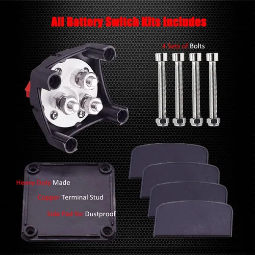 Vista 8 de Ampper - Interruptor de batería 1-2-ambos-apagado 12V - 48V, interruptor de desconexión de batería marina, corte de energía y apagado para auto